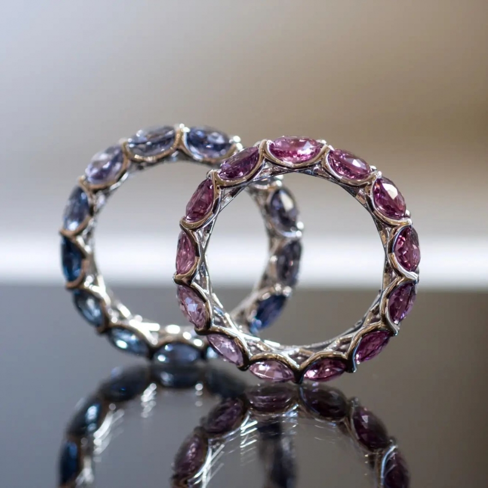Spinel Mix Color 14 Karat White Gold Infinity Ring