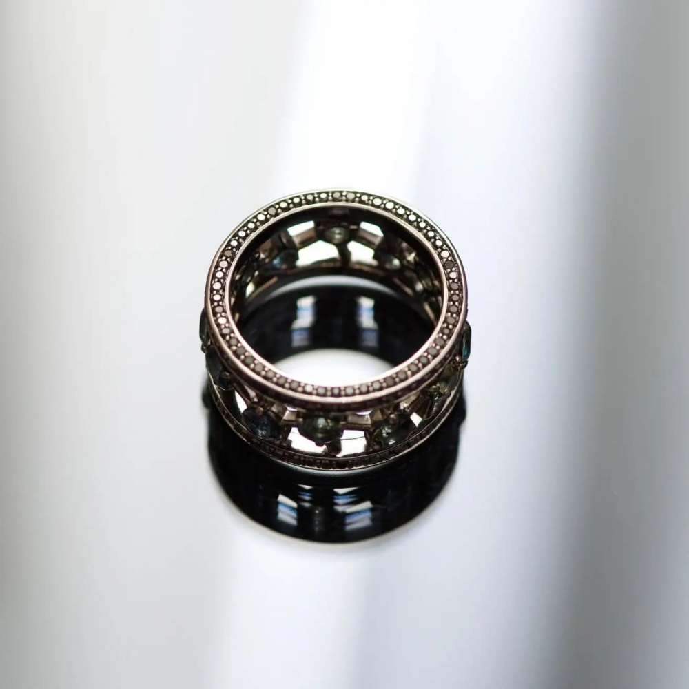 4.2 Carat Bi-Color Marriage Sapphire 14 Karat Gold Cocktail Ring