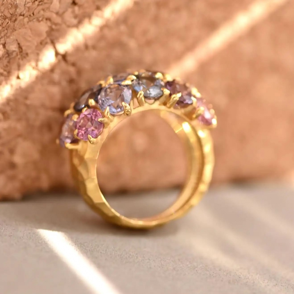 10 Carat Natural Purple Spinel 14 Karat Yellow Gold Cocktail Ring by D&A