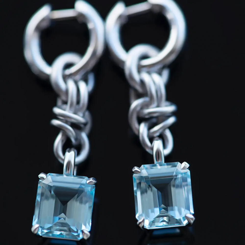 8,5 Carat Aquamarines 18 Karat White Gold Earrings 