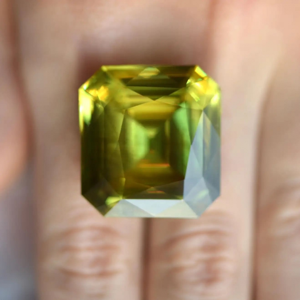 70 Carat Natural Green Madagascar Sphene Radiant Shape