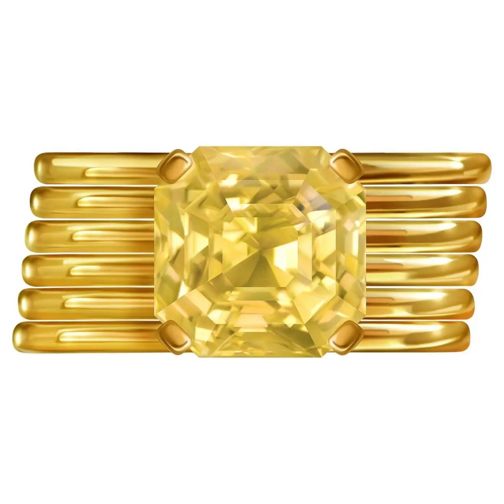 4,08 Carat Natural Yellow Sapphire 18 Karat Yellow Gold Ring 