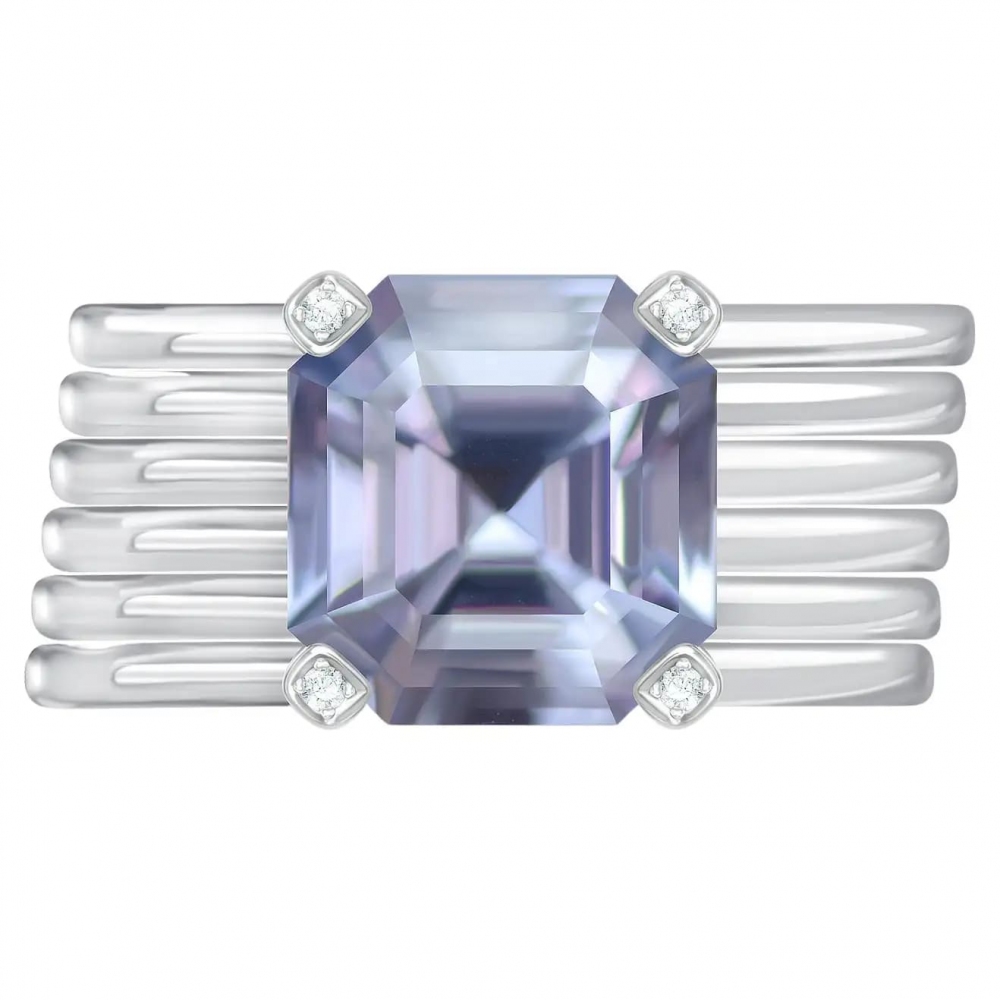 6,08 Carat Natural Sapphire Diamonds 18 Karat White Gold Ring 