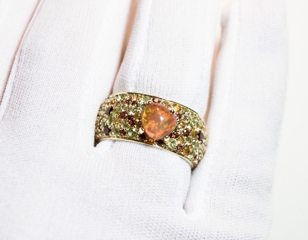 Mexican Fair Opal Yellow Gold Cocktail Ring